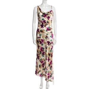 NICHOLAS Asymmetrical Dress in Cream and Purple Floral